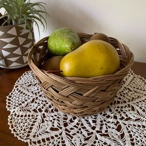Woven basket with faux pears